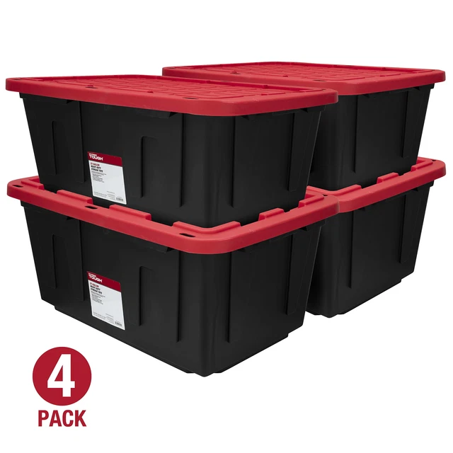 Hot Hyper Tough 27 Gallon Stackable Snap Lid Plastic Storage Bin Container