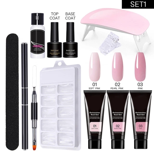 Juego de inicio de extensión de uñas 150 ml con 15 ml x 7 colores apto para principiantes