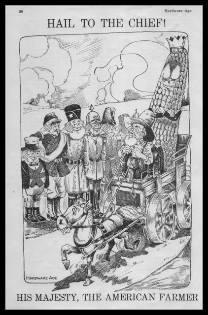 1914 Hail To The Chief The American Farmer Hopf Art Cartoon Vintage Print Ad