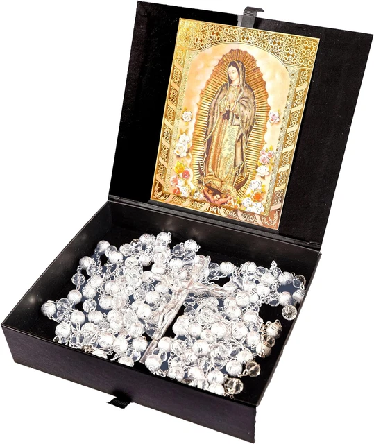 Silver Plated Deluxe Wedding Lasso Crystal with Jesus Christ and Virgen De Guada