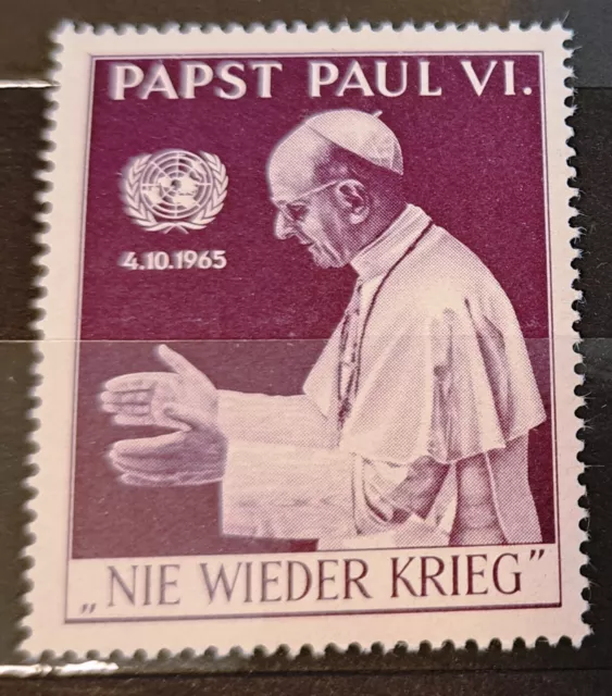 Vignette / Marke aus 1965 - Papst Paul VI. - "Nie wieder Krieg"