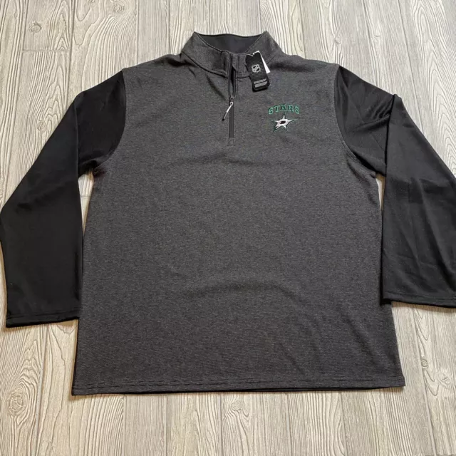 NHL Dallas Stars Logo 1/4 Zip Pullover Mens XL Gray 2 Tone Light Embroidered NWT