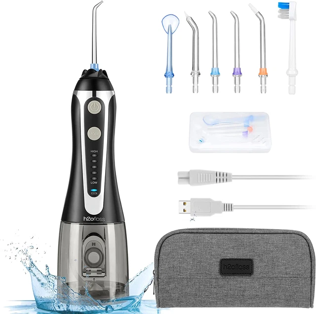 H2Ofloss Idropulsore Dentale Portatile, Irrigatore Orale Dentale USB IPX7 Imperm
