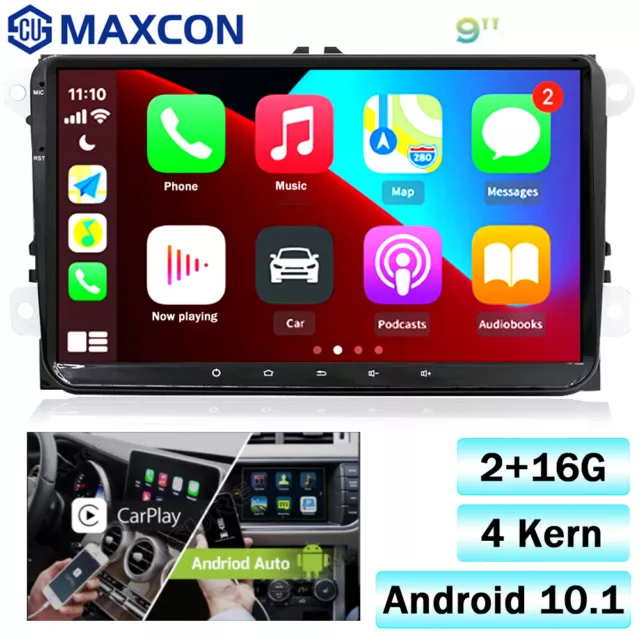 9" Autoradio Carplay Android Auto BT RDS USB IPS DSP Für VW Golf Passat Polo EOS