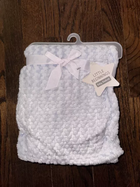 RARE HTF Little Beginnings Plush Blue Baby Blanket 30 X 36” Soft Textured NWT