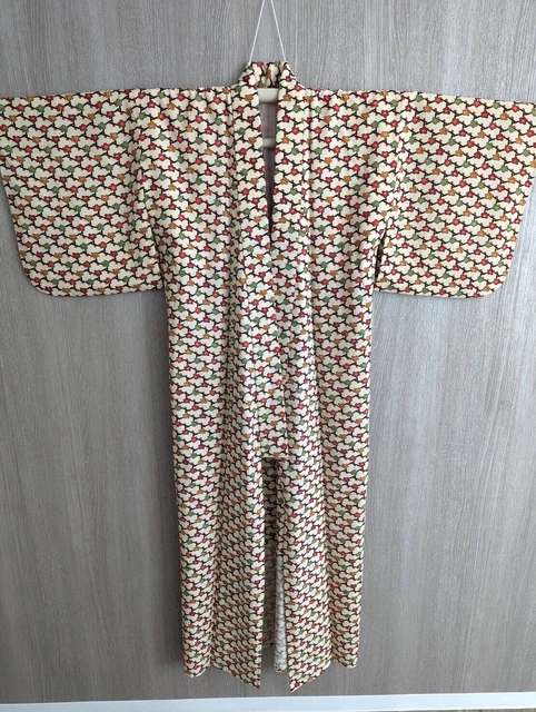 Japanese Kyoto  Kimono yukata Height60.23inchWidth22.44inch light yellow used