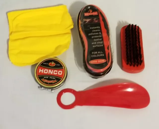 Sparkling Shoe Polish Kit ... Brush, Polish, Shiner, Horn, Rag New in Package
