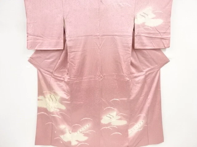 35007# Japanese Kimono / Antique Kimono / Embroidery / Grass & Musical Instr