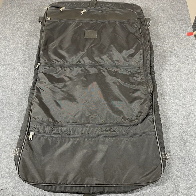 VTG COACH FOLDING Garment Bag Black Leather Nylon Locking