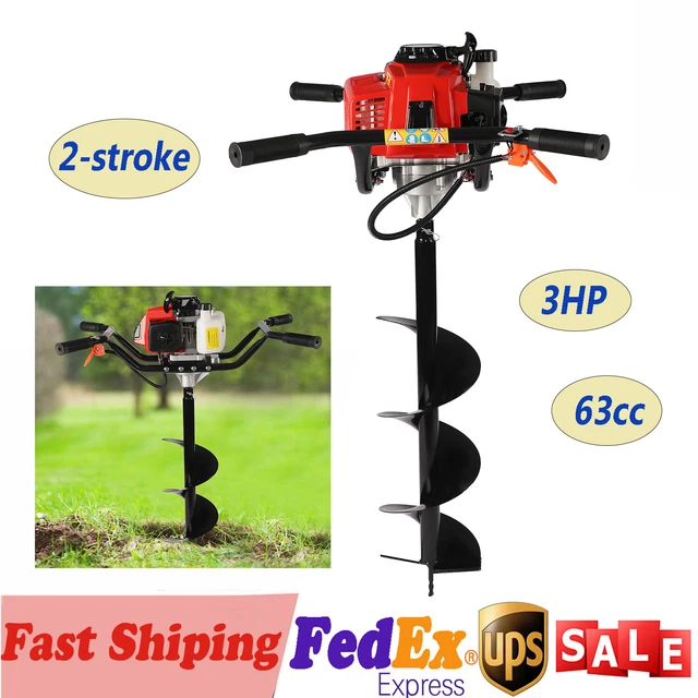3HP 2 STROKE Gas Power Post Hole Digger Honda Engine 63cc with 8inch