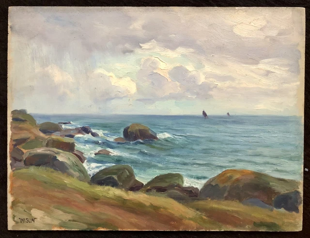 WISLIN Charles beach board Cabellou Brittany Concarneau painting