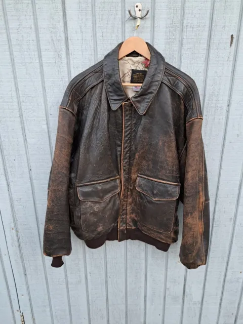 VINTAGE AVIREX TYPE A-2 US Army Air Forces Leather Aviator Bomber ...