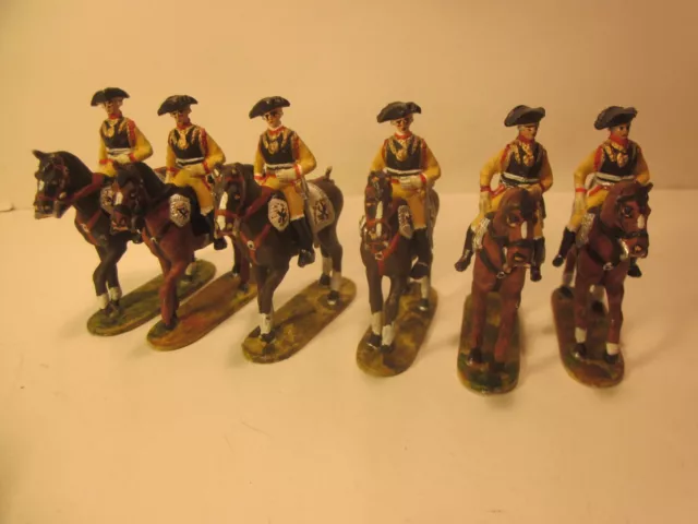 Napoleonic Era,Lot/6 Mounted Cavalry Soldiers, Lead, Hand Painted, Nice Detail