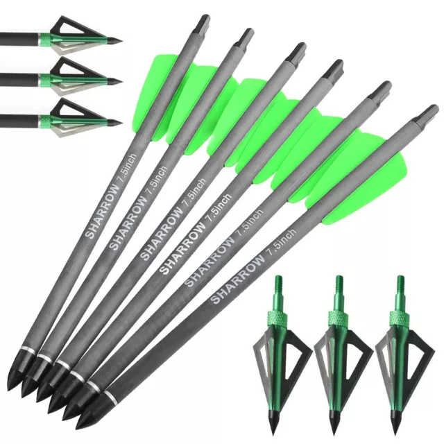 7.5" Crossbow Bolts Carbon Arrows Blade Arrowheads Vanes Archery MiniBow Hunting