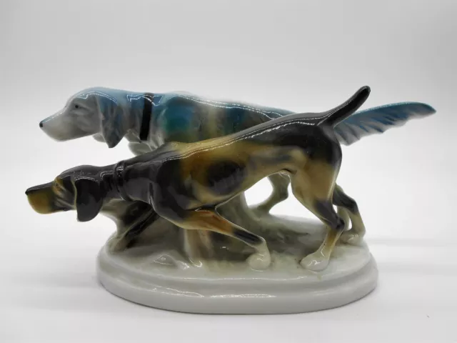 17,5 Cm : SUPERBE FIGURINE CHIEN SETTERS  EN PORCELAINE ALLEMANDE GRAFENTHAL