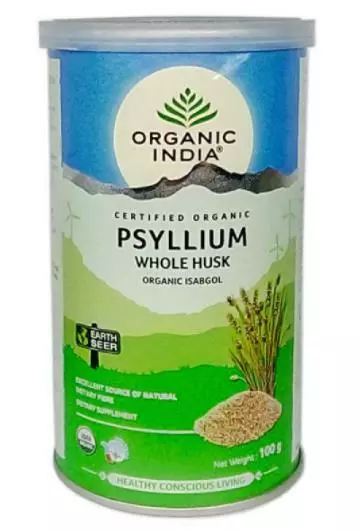 Organic India Cáscara de Psyllium 100 Gramos Usda Gmo Cert Isabgol Resfriado
