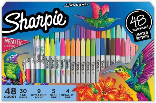 SHARPIE 48 Count Permanent Marker Set, Assorted Colors, Fine Point, Non-Smearing