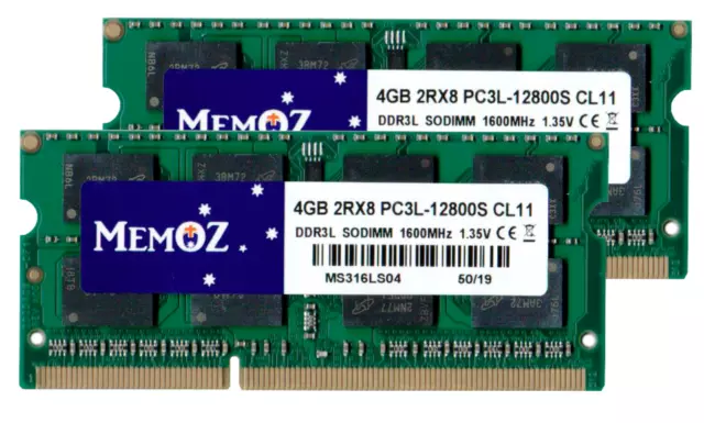 8GB (2x4GB) RAM DDR3L Laptop RAM 1600MHz Sodimm 12800S Notebook Memory 5 YrsWty