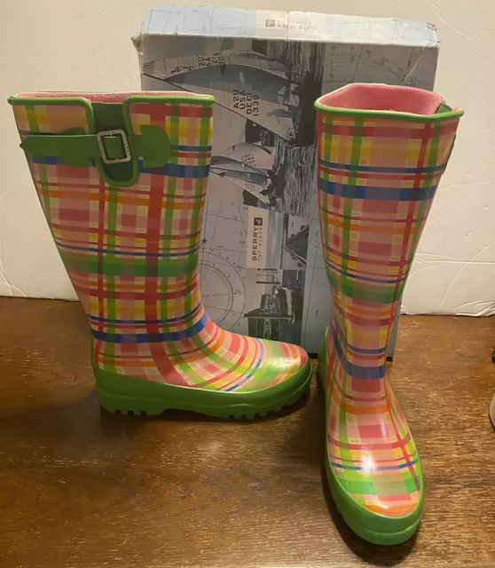 SPERRY Top-Sider Fleece Lined SNOW RAIN BOOTS Pelican Pink Plaid Sz 6M New SPERRY Top-Sider Fleece Lined SNOW RAIN BOOTS Pelican Pink Plaid Sz 6M New