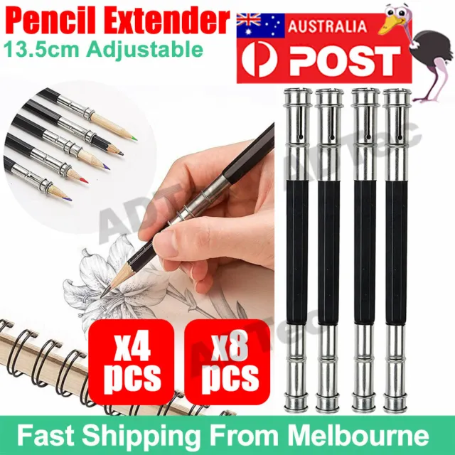4x 13.5CM Adjustable Pencil Extender Lengthener Holder Art Tool Double Head Tool