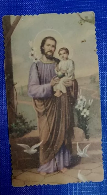 Antico Santino  San GIUSEPPE Con Preghiera DISMETTO COLLEZIONE