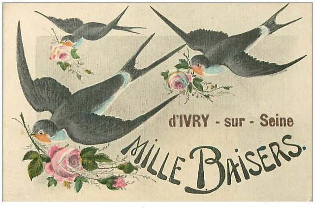 94.IVRY SUR SEINE.n°10689.D'IVRY SUR HIS MILLE KISSES.BIRDS.FANTASY
