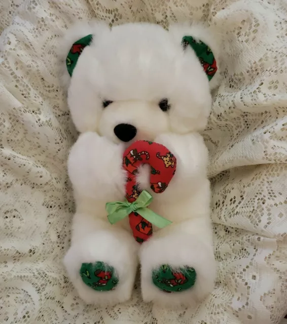 Vintage 1989 Fiesta Christmas Teddy Bear W/ Candy Cane Stuffed Animal Plush Toy