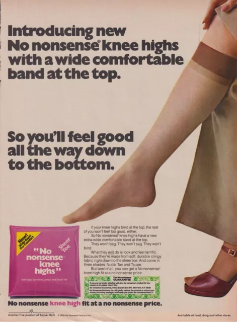 No Nonsense Knee Highs Vintage 1976 Print Ad Page Legs Feet Hosiery Advert