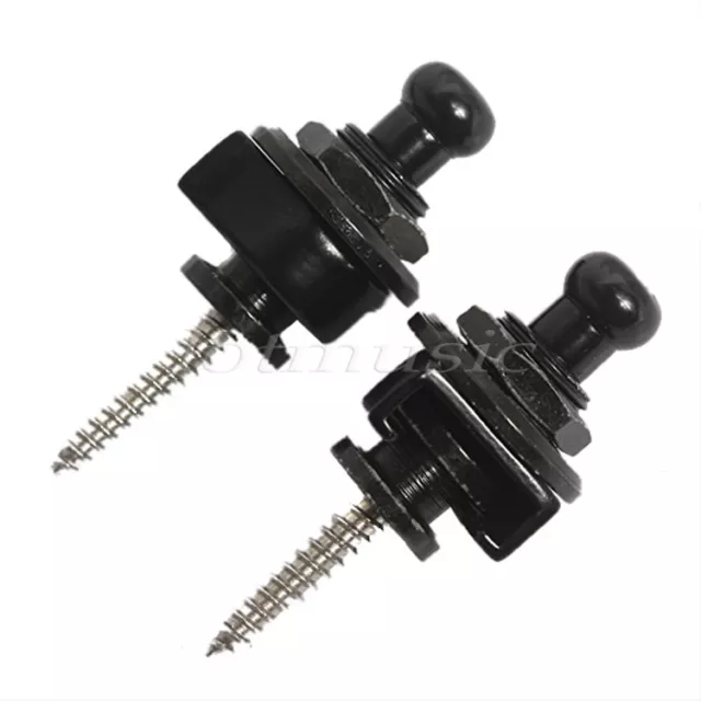 2Pcs Guitar Bass Strap Locks Black Schaller Style Straplock Metal High Quality