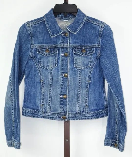 Girls Gap Blue Denim Button Up Long Sleeve Jean Jacket Size XL 12