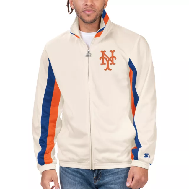 Men's Starter Cream New York Mets Rebound Cooperstown Collection Full-Zip Track