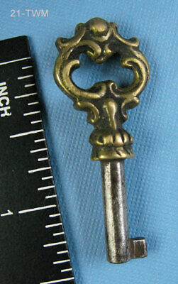 Skeleton Key Genuine Antique Petite Key w/ Fancy Brass Bow From Paris France!