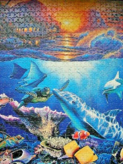 Puzzle Kunst 999 Teile vintage vollständig komplett Unterwasserwelt tolle Farben