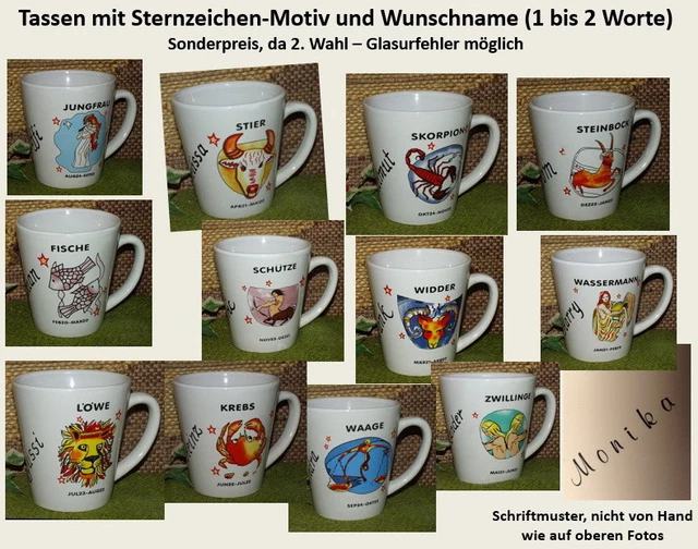 GS-1497-1512 - Tasse mit Name - Namenstasse -Sternzeichen mit Wunschname 2. Wahl
