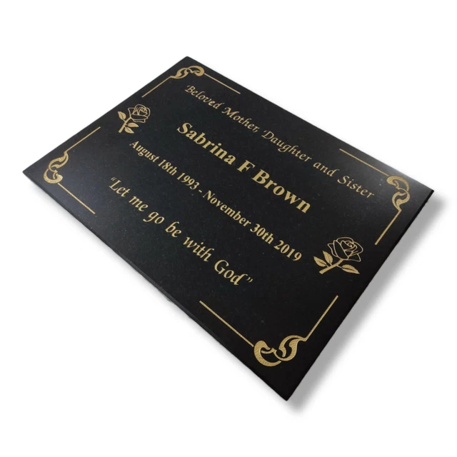 15"x10" Memorial Headstone Black Granite Grave Marker Engraved Cemetery Plaque