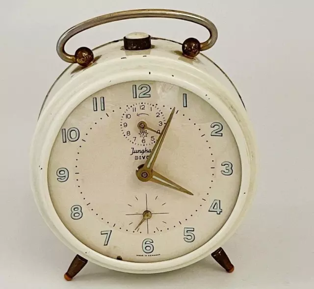 Alter mechanischer Junghans Wecker Bivox creme Vintage 50er shabby chic