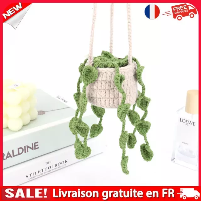 Hanging Basket Car Ornaments Wool Rearview Mirror Potted Plant Pendant Decor (A)