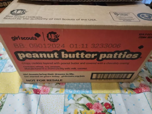 12 Packages / 1 Case of 2024 Girl Scout Peanut Butter Patties Cookies ~ Vegan