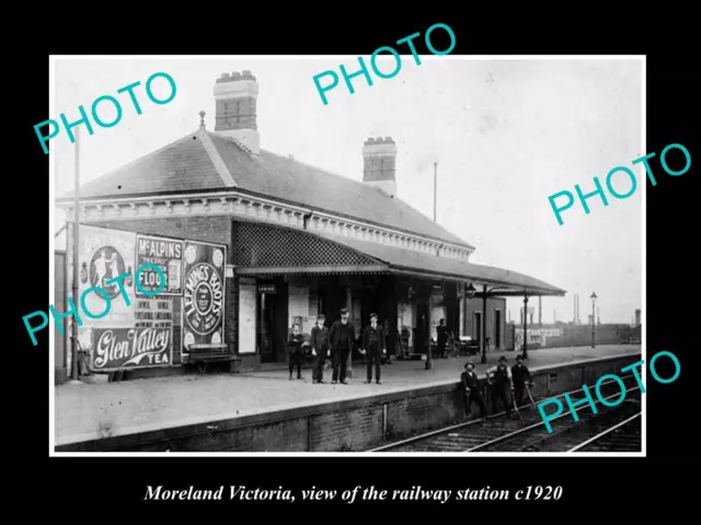 Old Large Historic Photo Of Moreland Victoria The Railway Station 1920