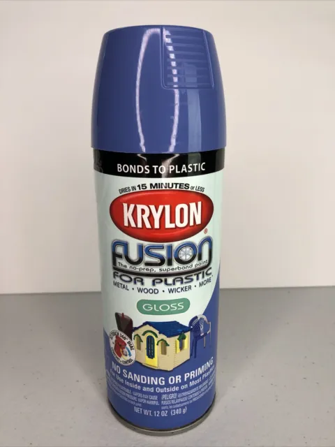 Krylon Fusion For Plastic Aerosol Spray Paint 2333 Blue Hyacinth Net Wt 12oz