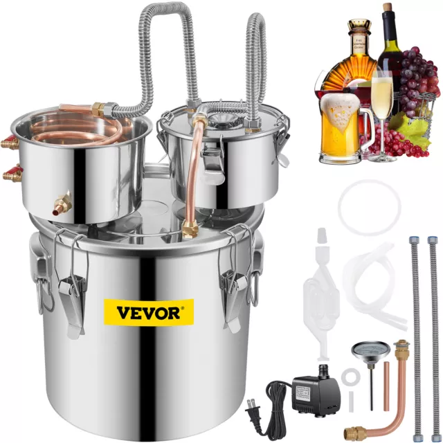 VEVOR Alcohol Distiller 8Gal 30L 3Pot Water Wine Alcohol Distiller Brewing Kit