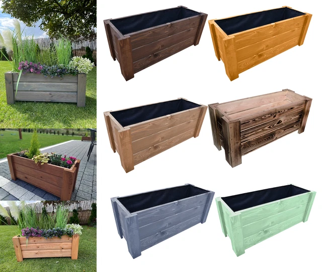 Pflanzkasten Pflanzkübel aus Holz Blumenkasten Blumenkübel Blumentopf 6 Farben