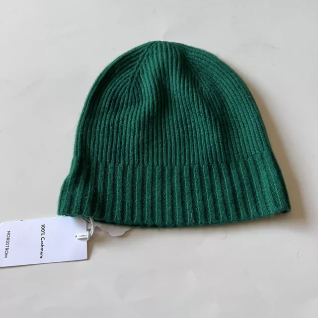 Nordstrom Cashmere Knit Beanie Green  Os Nwt