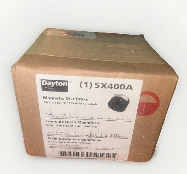 Frein à Disque Magnétique Dayton 5X400A - Couple 3/8 & 3/4 Lb.ft, Neuf Sous Blister