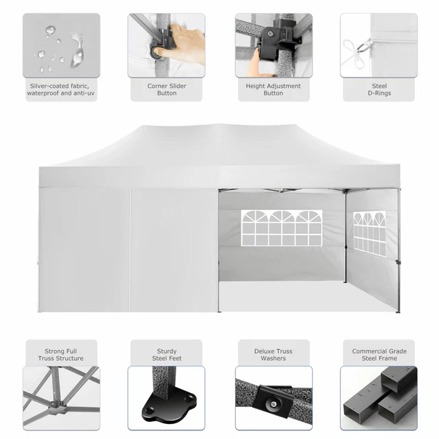 Pavillon 3x3/3x6m Gartenzelt Wasserdicht Partyzelt Pavillion Bierzelt UV-Schutz 3