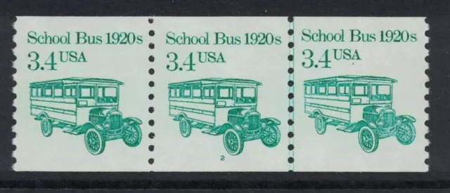 Scott 2123- MNH- Plate Number Strip of 3, #2- 3.4c School Bus 1920s- mint PNC3