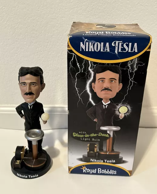 Royal Bobbles Nikola Tesla Bobblehead w/ Glow-In-The-Dark Lightbulb
