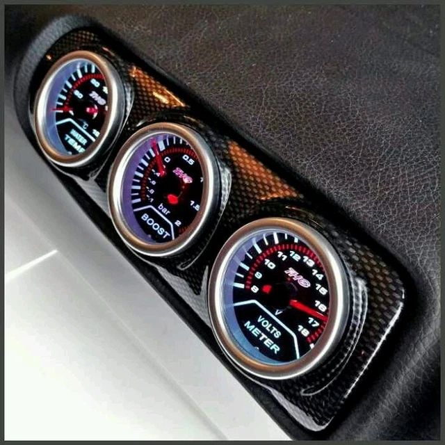 Soporte De Montura De Manómetro Universal De 4 Orificios, Cubierta De Panel De Instrumentos De Tablero Cuadruple De 52 Mm Estilo De Fibra De Carbono