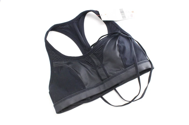 Sweaty Betty Tempo Workout XS Donna Sport Reggiseno Nero Stretch Medio Sostegno