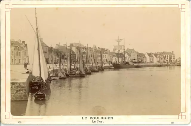 France, Le Pouliguen, Le Port  Vintage albumen print. Carte cabinet  Tirage al